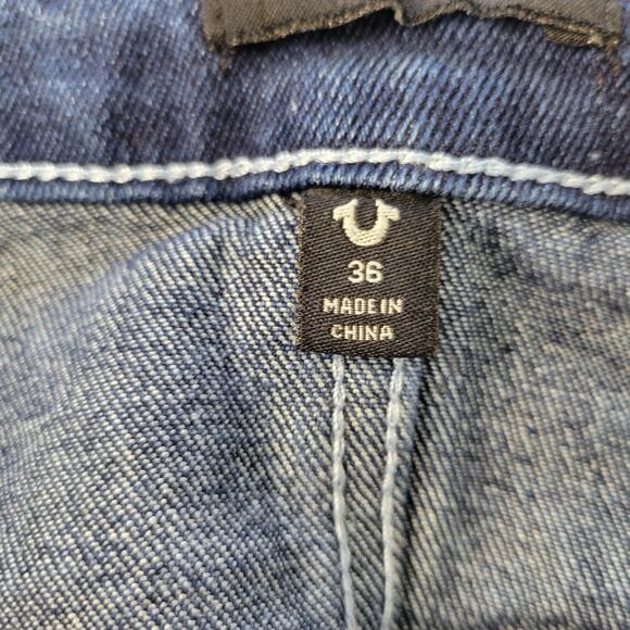 True Religion Jeans 36x31 Geno Relaxed Slim Dark Wash Stretch Flap Thick Stitch - Picture 9 of 11